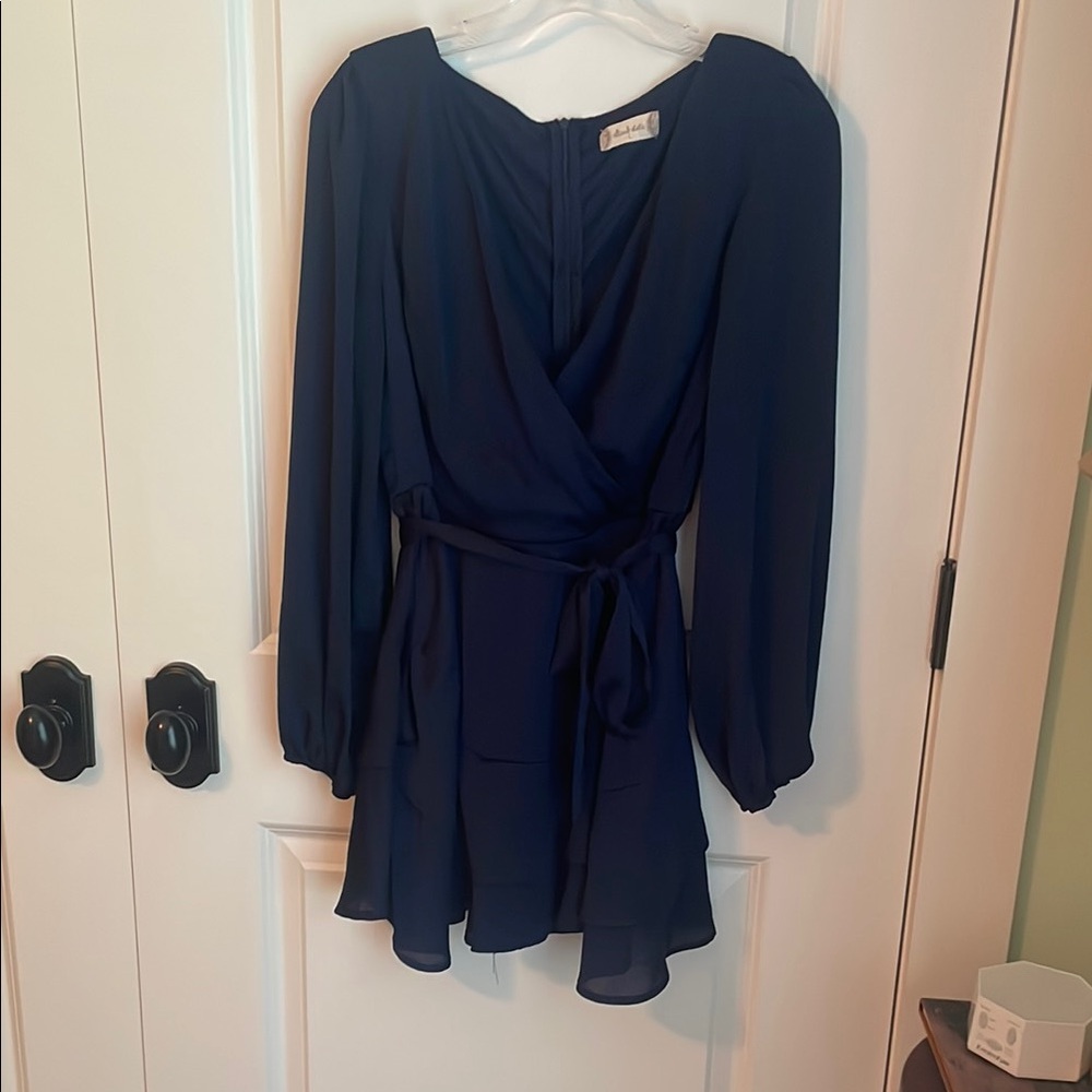 Alter’d State Navy Blue Wrap Tie Romper